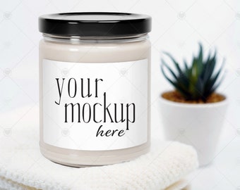 Candle Mockup Black Lid, Candle Label Mockup, Lumient Candle Mockup 9oz, Soy Candle Mockup, Spa Candle Mockup, Minimalist Candle Mockup POD