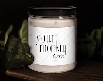 Candle Mockup Black Lid, Candle Label Mockup, Lumient Candle Mockup 9oz, Soy Candle Mockup, Spa Candle Mockup, Minimalist Candle Mockup POD