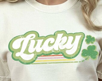 Lucky PNG - JPG, Sublimation Designs, St Patricks Day Png, Lucky Charm Png, St Patricks Sublimation, Clover Png, Shamrock Png, Retro Lucky