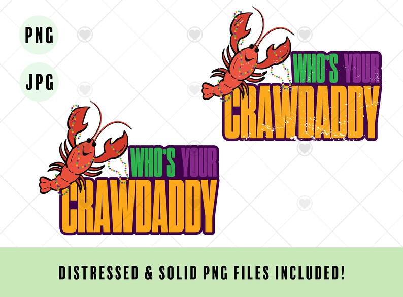 K&ouml;nnte beinhalten: Ein digitales Design mit einem roten Krebs mit lila und gr&uuml;nem Text, der "Who's Your Crawdaddy" lautet.