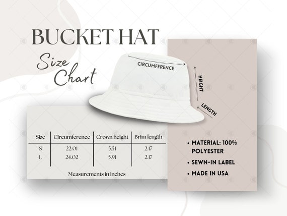 Bucket Hat Mockup, Bucket Hat Size Chart, AOP Printify Mockup