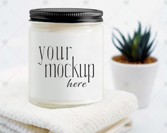 Candle Mockup, Candle Label Mockup, Printify Scented Candle Mockup 9oz, Black Lid Candle Mockup, Spa Candle Mockup, Styled Candle Mockup