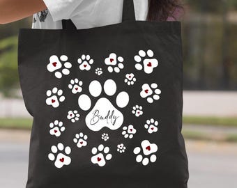 Custom Pet Name Canvas Tote Bag: Dog Cat Gift