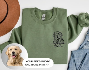 Custom Pet Portrait Hoodie, Hoodie With Pet Photo And Name, Custom Pet Hoodie, Custom Cat Shirt Using Pet Photo + Name, Dog Portrait Sweater