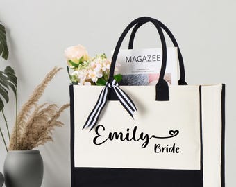 Custom Bride Tote Bag, Personalized Wedding Gift