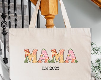 Mama Est 2025 Tote Bag - New Mom Gift