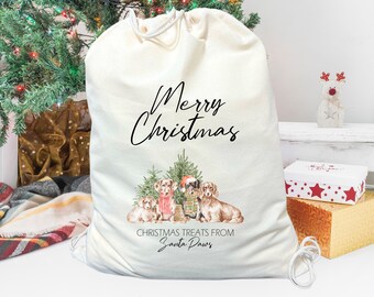 Dogs Christmas Treat Sack: Retro Santa Bag for Fur Baby