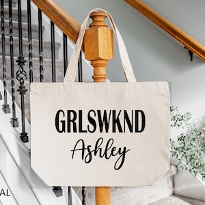 Personalized Girls Weekend Cotton Tote Bag: Bachelorette Gift