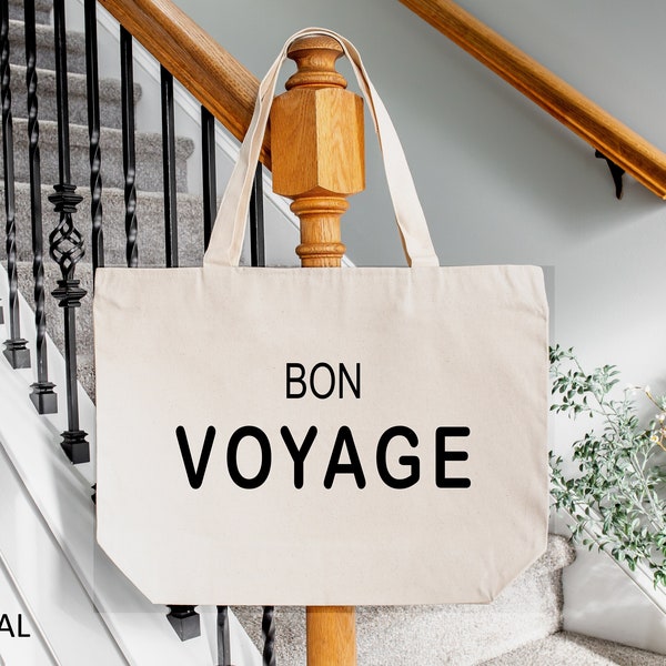 Bon Voyage Bag, Bon voyage Canvas Tote Bag, Gift for the Bride, Bridal Shower Gift, Honeymoon Gift Ideas, Travel Bag, Canvas Tote Bag