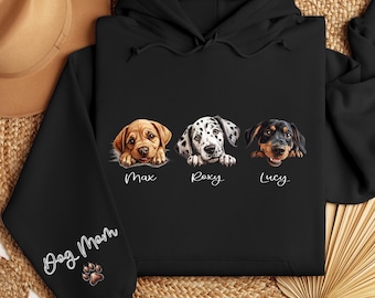 Personalized Dog Mom Hoodie: Custom Line Art Pet Portrait Sweatshirt