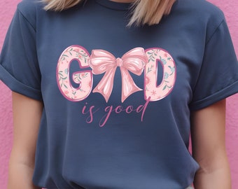 God Is Good T-Shirt: Floral Christian Faith Shirt