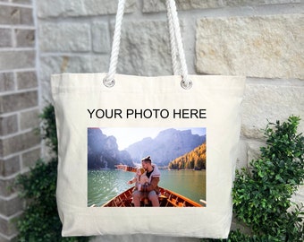 Custom Photo Tote Bag, Photo Tote Bag for Dogs, Custom Photo Gift Bag, Christmas Gift Tote Bag, Best Gift For Family, Personalized Photo Bag