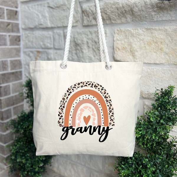 Granny Rainbow Tote Bag, Gift for Mother's Day, Granny Gift, Granny Birthday Gift, Pregnancy Announcement, New Granny Gift, Grandma Gift Bag