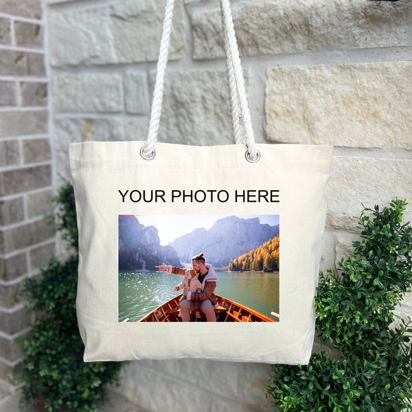 Custom Photo Tote Bag, Photo Tote Bag for Dogs, Custom Photo Gift Bag, Christmas Gift Tote Bag, Best Gift For Family, Personalized Photo Bag