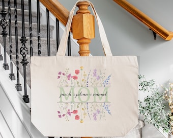 Personalized Floral Mama Tote Bag, Mother's Day Gift