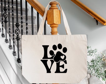 Love Heart Paw Print Tote Bag, Vet Tech Appreciation Gift, Vet Tech Tote Bag, Veterinary Tote Bag, Gift for Vet Tech Week, Tote Bag