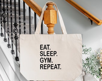 Eat, Sleep, Gym, Repeat, Gym Bag, Gym Tank, Gym Travel Tote Bag with Zipper and No Zipper