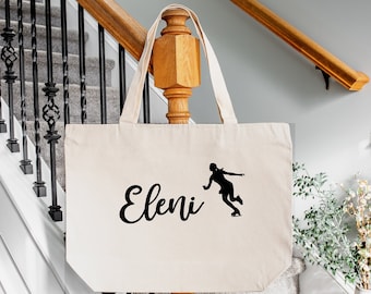 Personalized Figure Skating Canvas Tote Bag