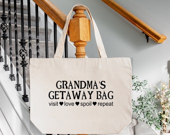 Grandma's Getaway Tote Bag: Zippered Cotton Travel Bag