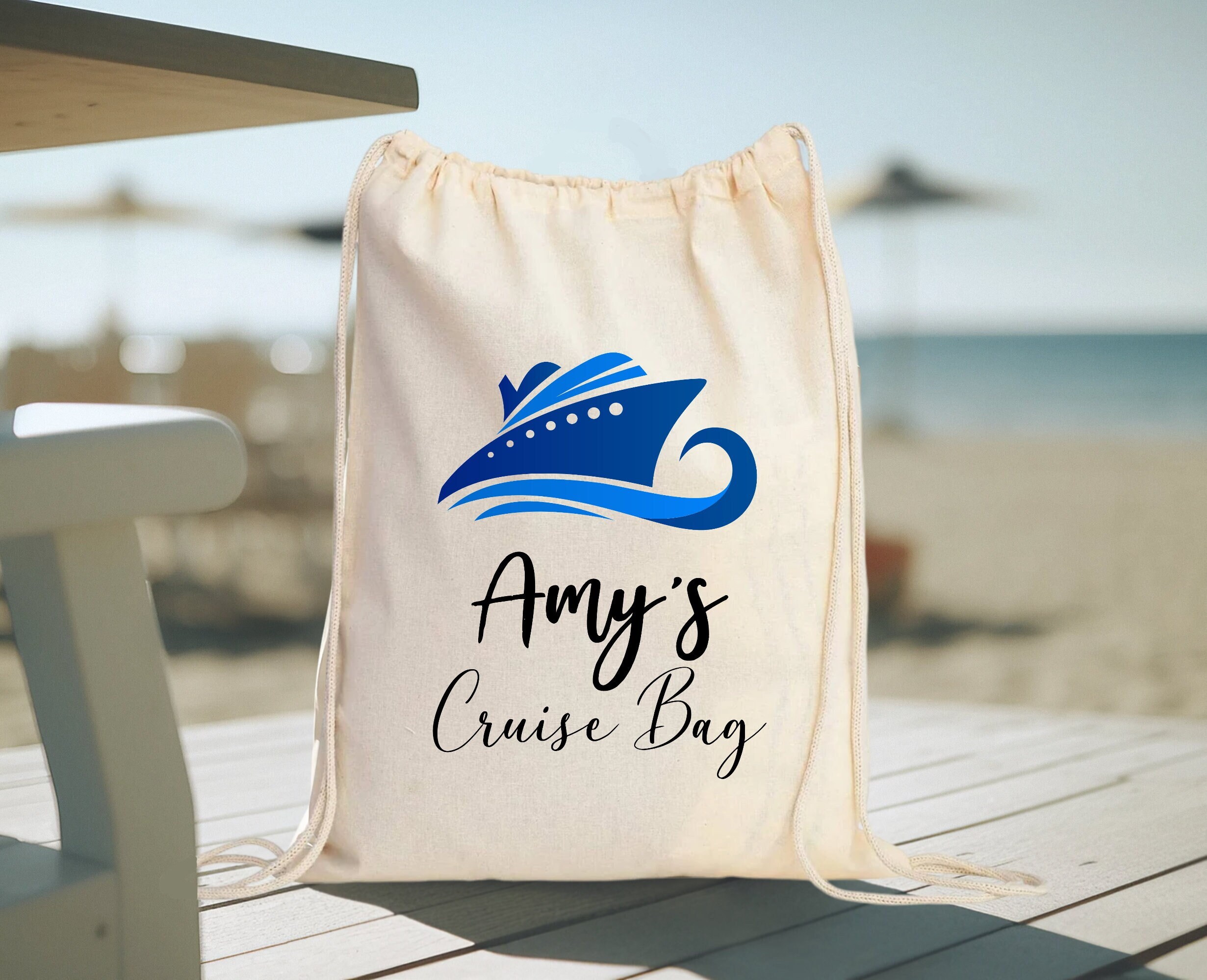 Personalized Cruise Squad Drawstring Backpack: Nautical Anchor Sack Bag