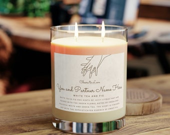 Personalized Soy Candle: White Tea & Fig Scent, 65h Burn