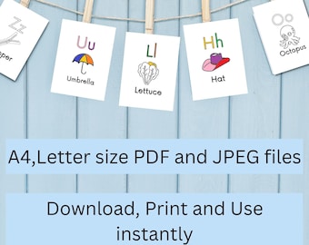 Einfaches Alphabets Arbeitsblatt, Alphabete Karteikarten, Alphabets Farbübungs-Arbeitsblätter, ABC-Karteikarten, Lernkarten, a-z Karteikarten