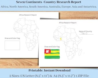 Kontinente der Welt, Geographie Unterricht, 7 Kontinente Malseite, Geographie Arbeitsblatt, Montessori Kontinent, Homeschool Geographie, PDF