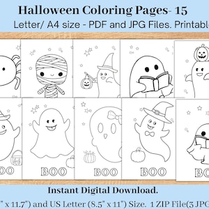 Halloween Coloring Pages - Large pictures for Preschool, Toddlers and 1st Grade, Halloween Activities for Kids, Printable Coloring Sheet