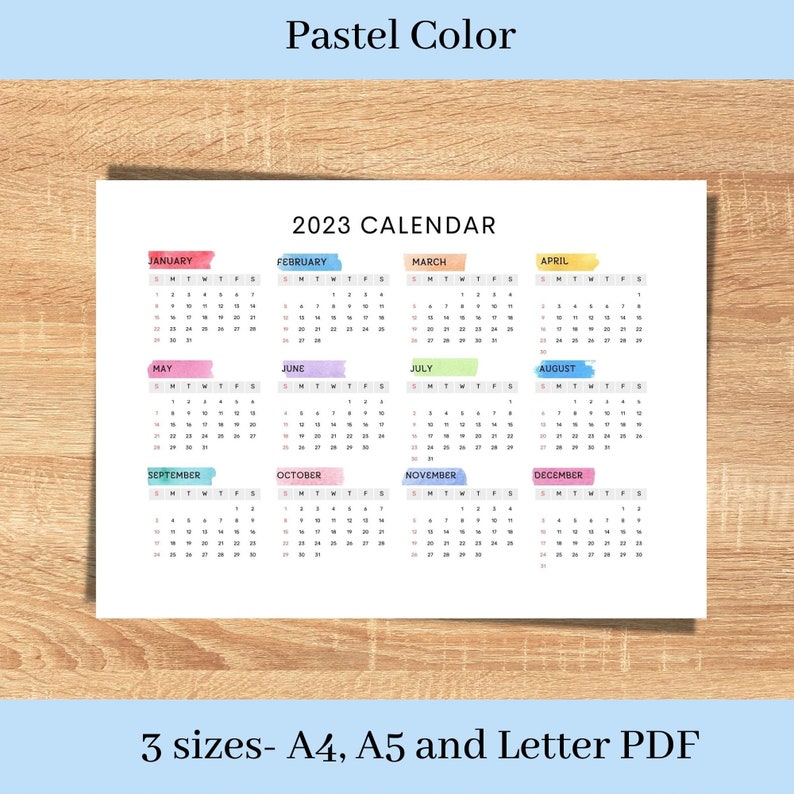 2023-year-calendar-printable-1-page-digital-download-pastel-color