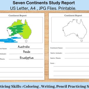 Continents of the World, Continents Worksheet, Geography Lesson, 7 Continents coloring page, Homeschool Geography, Montessori Teachings, PDF