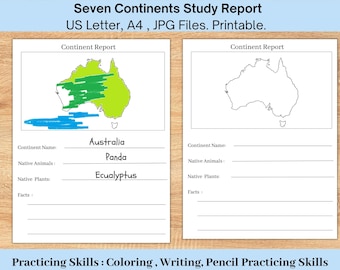 Kontinente Arbeitsblatt, Geographie-Unterricht, Montessori Lehre (PDF)