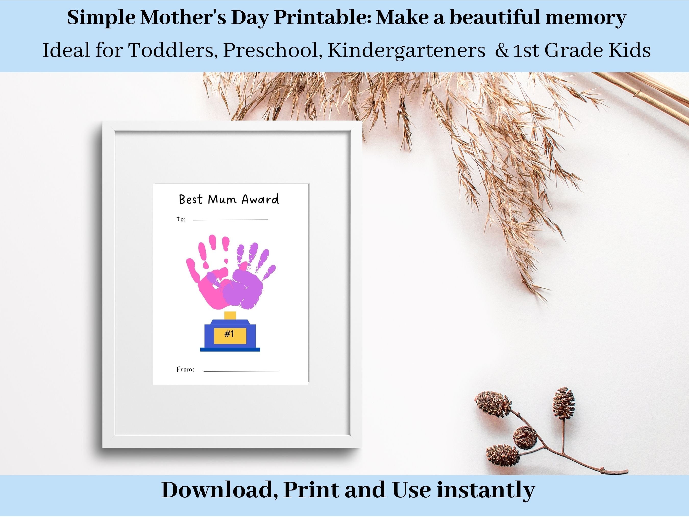Mother's Day Handprints Craft, Child Hand Print Card, Mother's Day ...