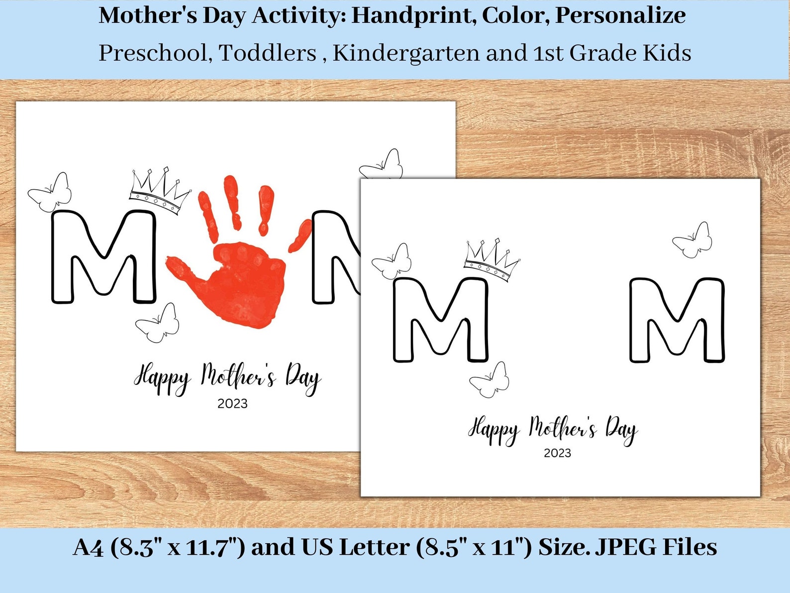 Mother's Day Handprints Craft, Child Hand Print Card, Mother's Day ...