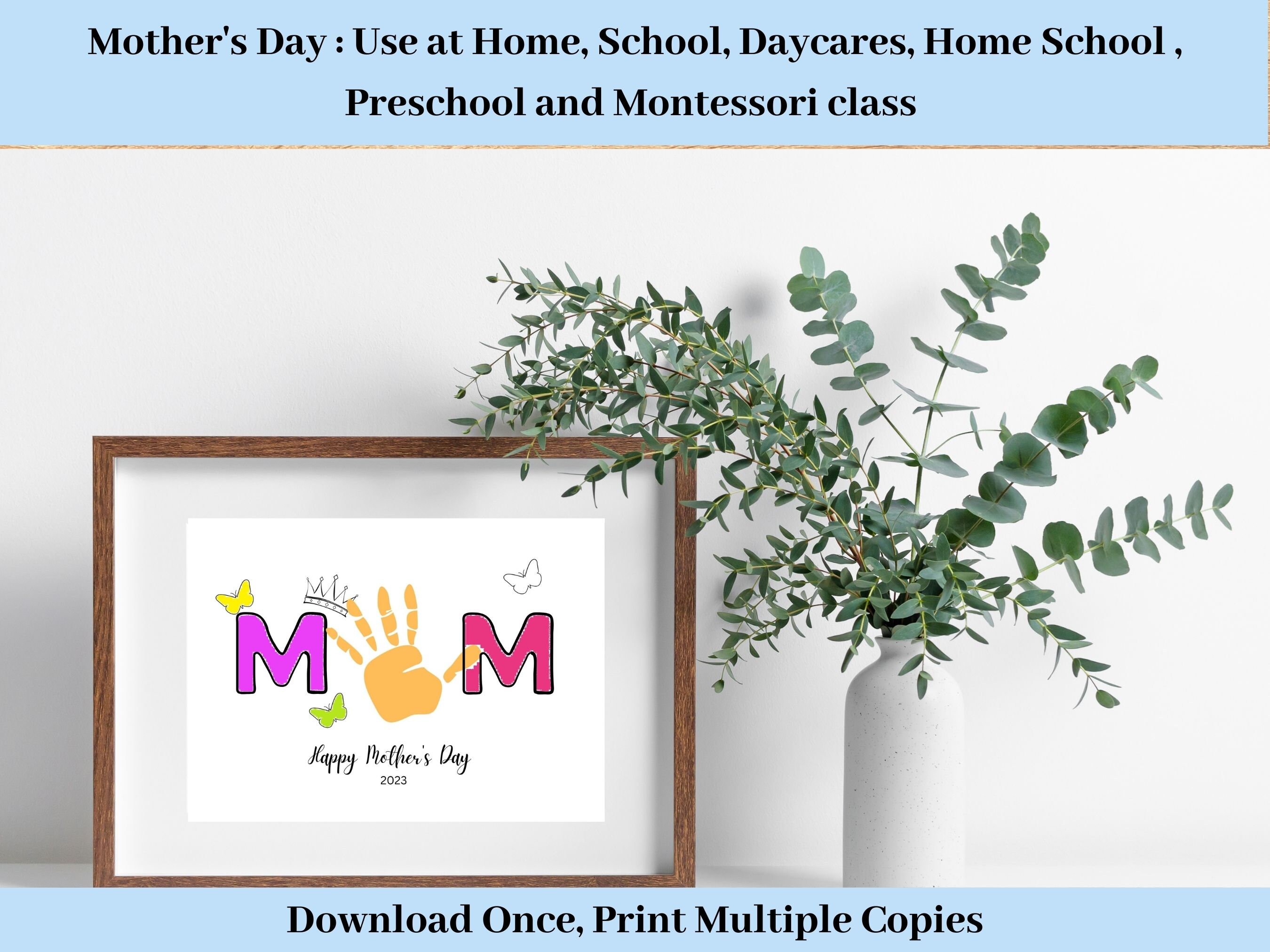 Mother's Day Handprints Craft, Child Hand Print Card, Mother's Day ...