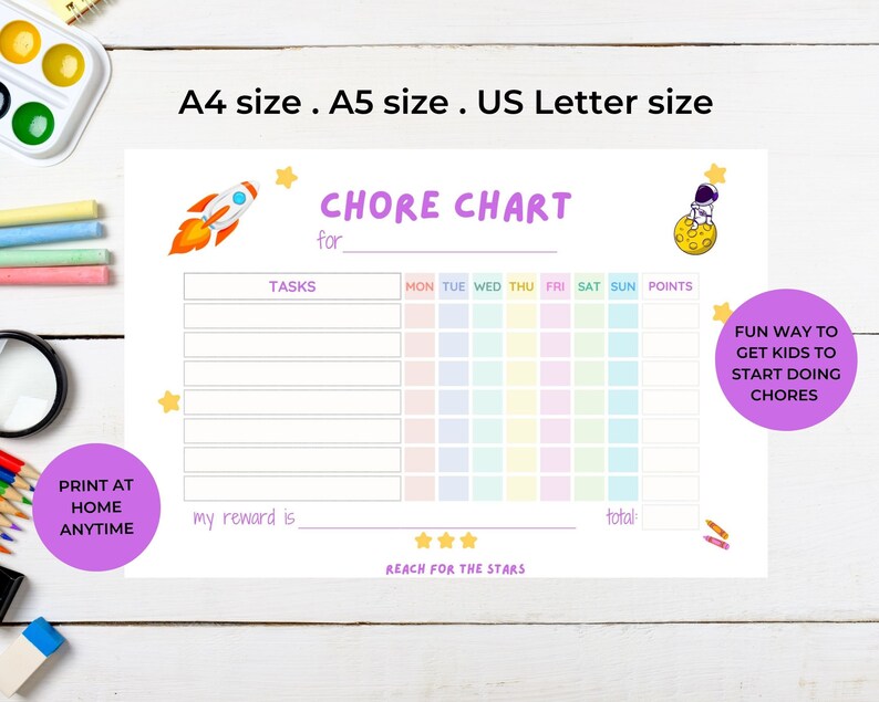 Chore Chart for Kids, Colorful Fun Chore Chart for Little Kids, Kids ...