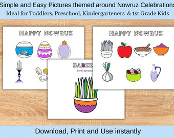 Desenhos para colorir do Nowruz, atividade Haft-Sin, Ano Novo Persa (molde em PDF)
