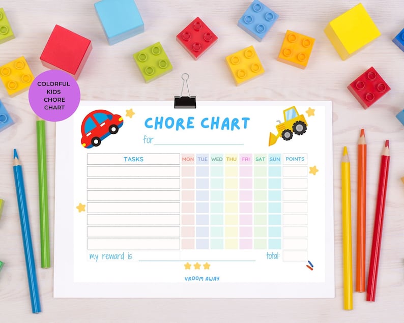 Chore Chart for Kids, Colorful Fun Chore Chart for Little Kids, Kids ...