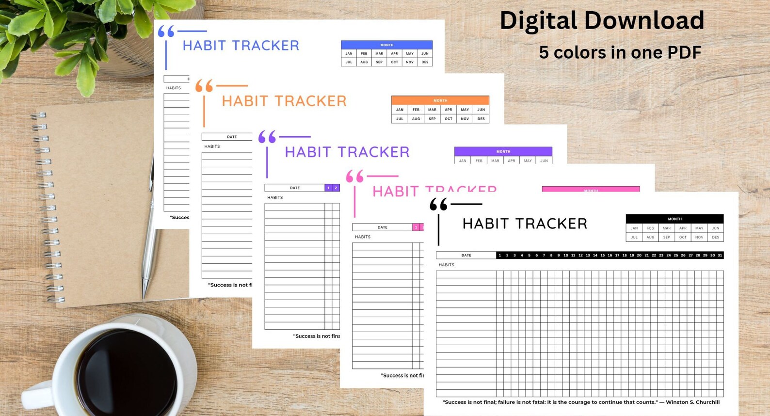 Minimalist Monthly Habit Tracker, Printable Checklist (digital Download ...