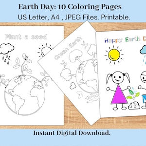 Earth Day Coloring Pages, Earth Day Activity for Toddler Preschool, Kids Coloring Sheets, Preschool Coloring Pages, Earth Day Printable,PDF