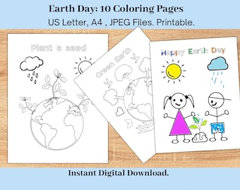 Earth Day Malvorlagen für Kinder, 10er Set (PDF)
