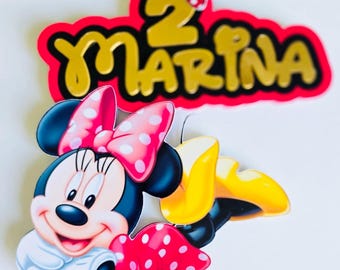 Minnie Mouse, Minnie red, birthday cake topper, cake topper, Minnie, red Minnie Mouse, party decor