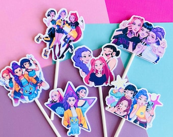 k-pop Demon slayer,K-pop,K-Pop cupcake toppers,K-Pop party toppers,K-Pop birthday party,K-Pop cake decorations