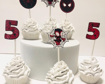 Spider-Man Cupcake Toppers, Birthday Cupcake Toppers, Spider-Man Toppers, Cupcake Decorations