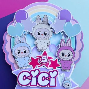 Labubu, cute labubu, colorful labubu, birthday cake topper, party, cake topper, birthday party, cute party