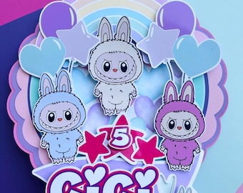 Labubu, cute labubu, colorful labubu, birthday cake topper, party, cake topper, birthday party, cute party