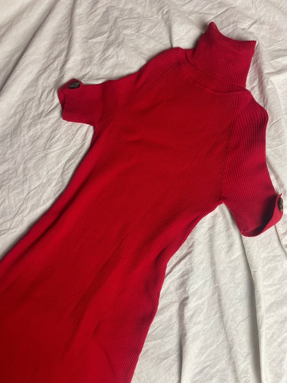 Vintage Moda International Red Turtleneck Dress