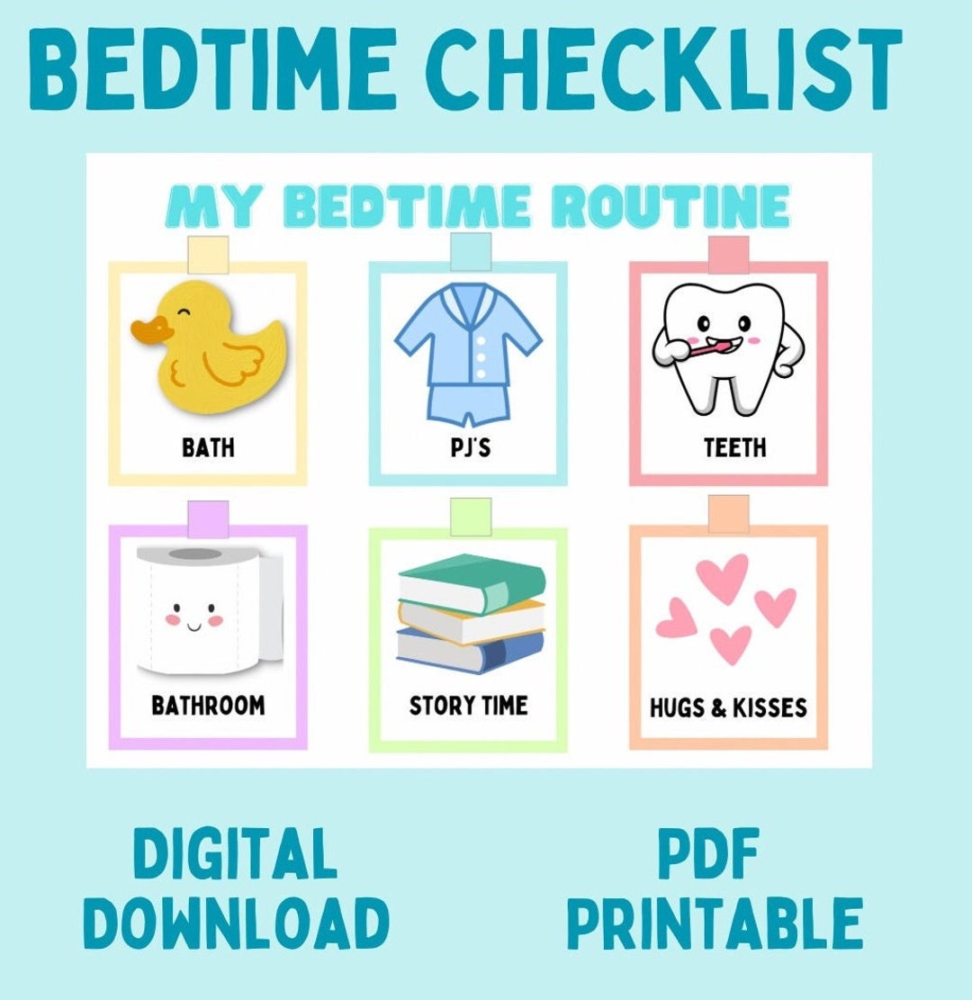 Bedtime Routine Chart Toddler Routine Kids Checklist - Etsy