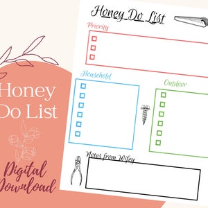 Honey Do List Printable Task Checklist Spouse Checklist - Etsy