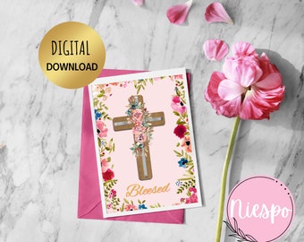 Printable Easter Greeting Card Instant Download 7x5 in Cards. Cute Easter Cards to download.