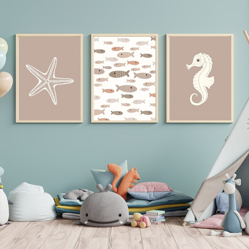 Ocean Nursery Wall Art Set Printable Baby Animal Prints for Etsy